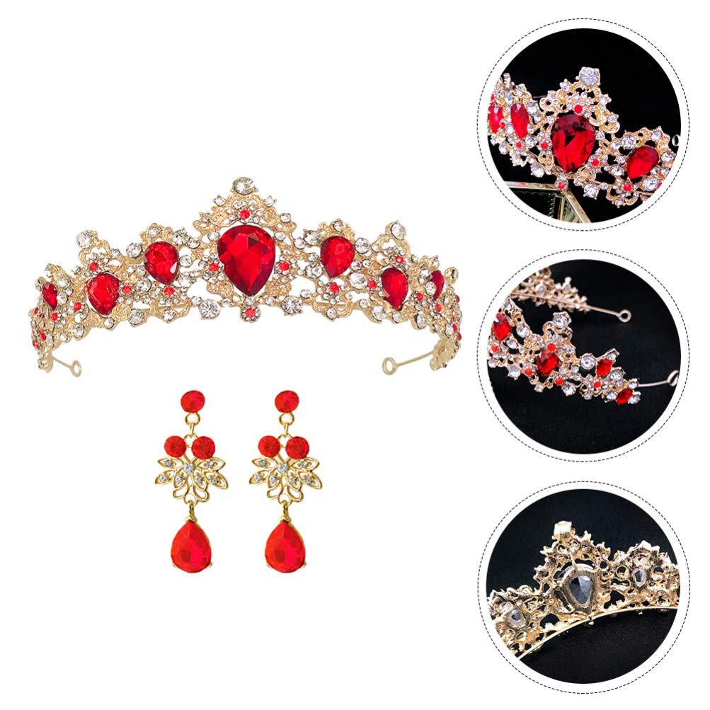 Uonlytech 1 Set Baroque Wedding Crown Elegant Bride Costume Headpiece Shinny Rhinestone Queen Crown 