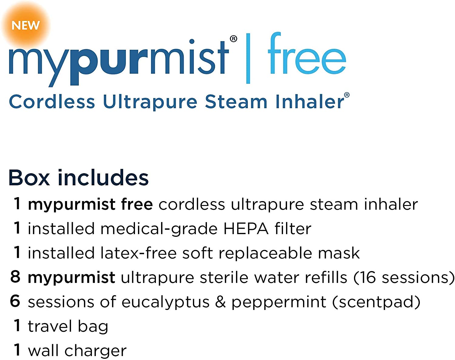 New! 2020 Model mypurmist Free Ultrapure Handheld Personal Vaporizer and Humidifier (Cordless), and 