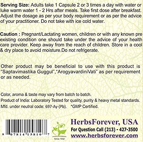Kanchnara Guggulu (Ayurvedic Ancient Formulation) (Herbal Supplement) 90 Vege Capsules, 800 Mg - Con