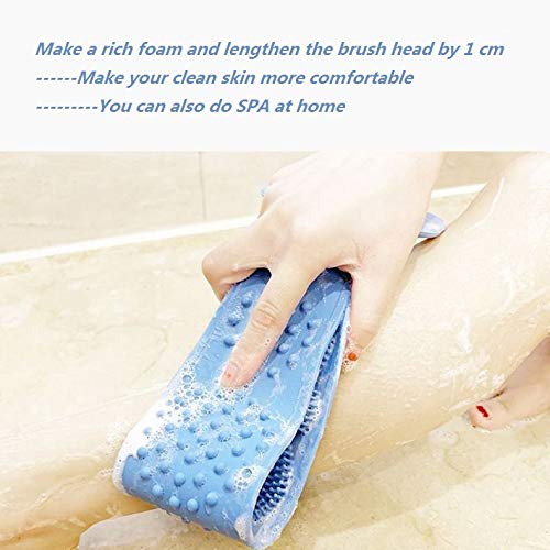 Silicone Bath Body Brush,Cleaning Towel Wash Body Belt Brush Bath Towel,Long Strap Silicone Body Scr