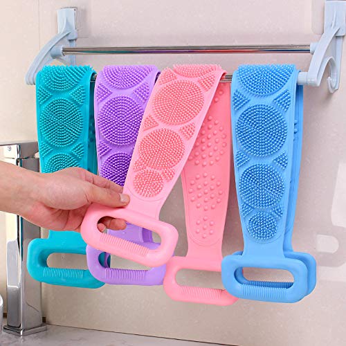 Silicone Bath Body Brush,Cleaning Towel Wash Body Belt Brush Bath Towel,Long Strap Silicone Body Scr