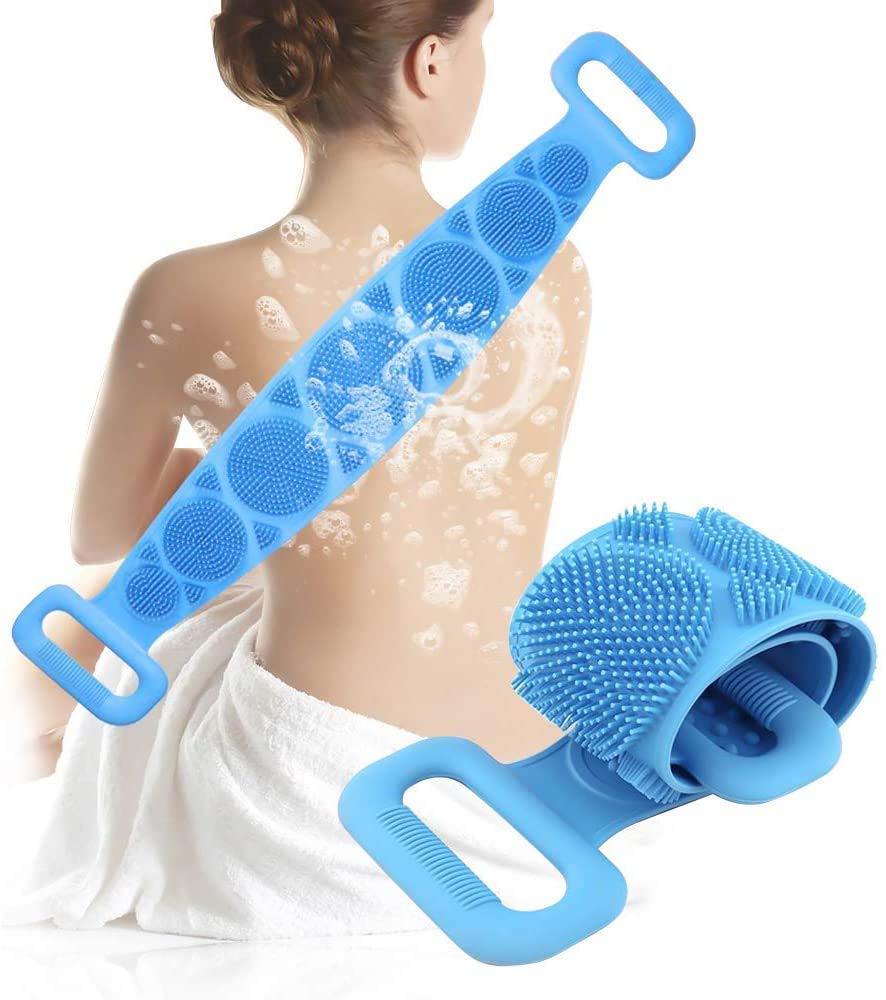 Silicone Bath Body Brush,Cleaning Towel Wash Body Belt Brush Bath Towel,Long Strap Silicone Body Scr