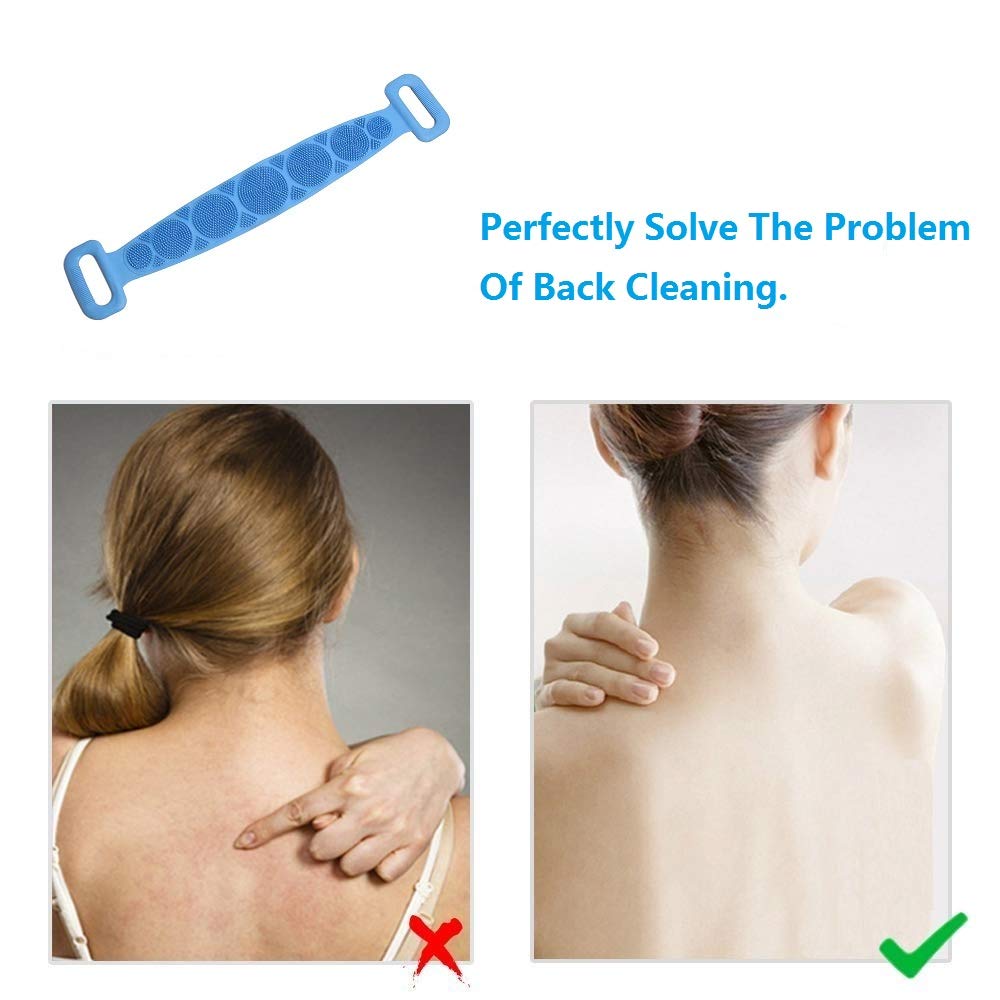 Silicone Bath Body Brush,Cleaning Towel Wash Body Belt Brush Bath Towel,Long Strap Silicone Body Scr