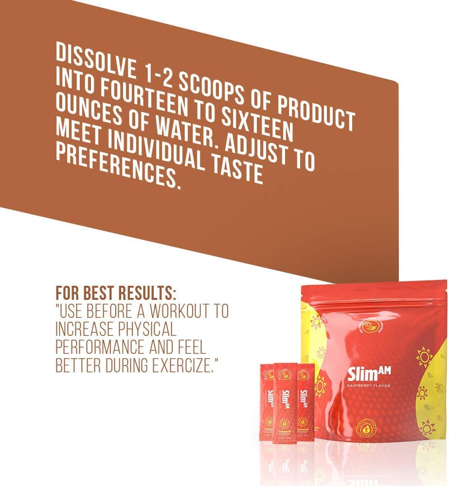 TLC IASO Slim AM Dietary Supplement Non-Caffeinated Raspberry Drink Mix, Made with L-Arginine & Natu