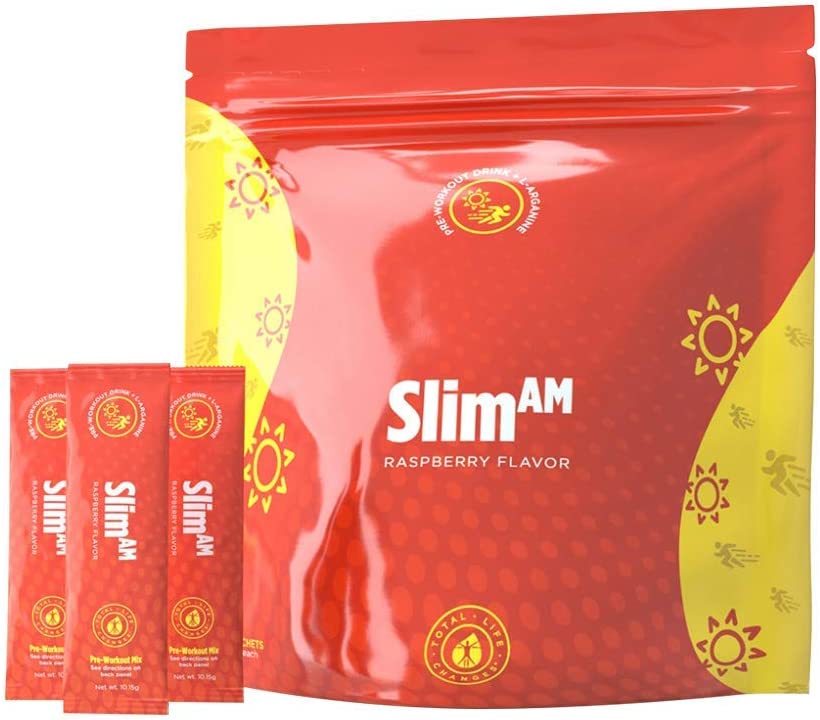TLC IASO Slim AM Dietary Supplement Non-Caffeinated Raspberry Drink Mix, Made with L-Arginine & Natu