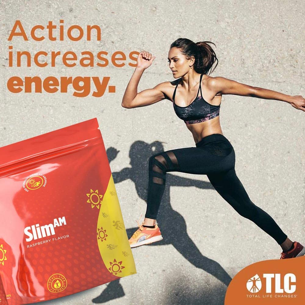 TLC IASO Slim AM Dietary Supplement Non-Caffeinated Raspberry Drink Mix, Made with L-Arginine & Natu