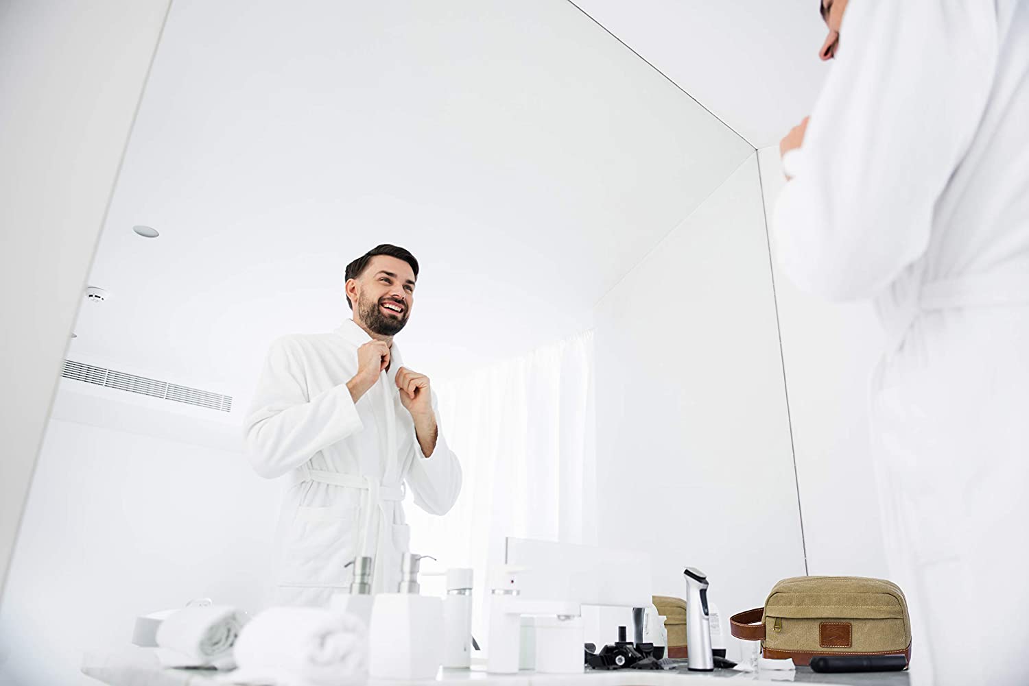 SEEMEROAD Toiletry Bag for Men, Travel Toiletries Bag|Water-resistant Dopp Kit, Leather Shaving Orga