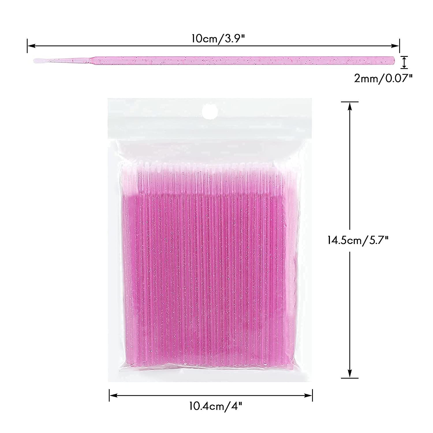 400PCS Crystal Micro Brush Applicator Disposable Micro Cotton Swabs for Eyelash Extensions Makeup Cl