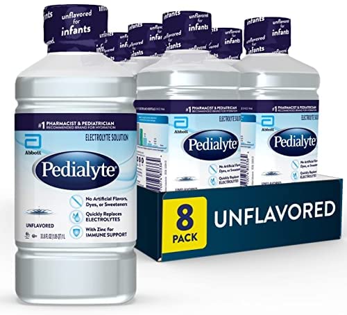 Pedialyte Electrolyte Solution, Hydration Drink, 1 Liter, 8 Count, Unflavored