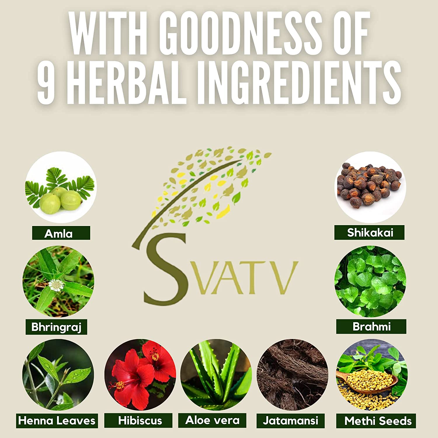 SVATV Brown Henna Hair Colour with Goodness of 9 Herbs | Brwon Henna Mehndi for Hair, Make Hair Soft