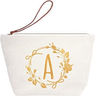 ElegantPark Monogrammed Gifts for Women Personalized Makeup Bag Monogram A Initial Makeup Bag for We