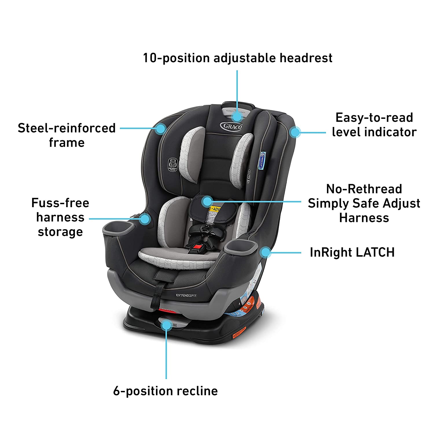 Graco Extend2Fit Convertible Car Seat | Ride Rear Facing Longer with Extend2Fit, Redmond, Amazon Exc