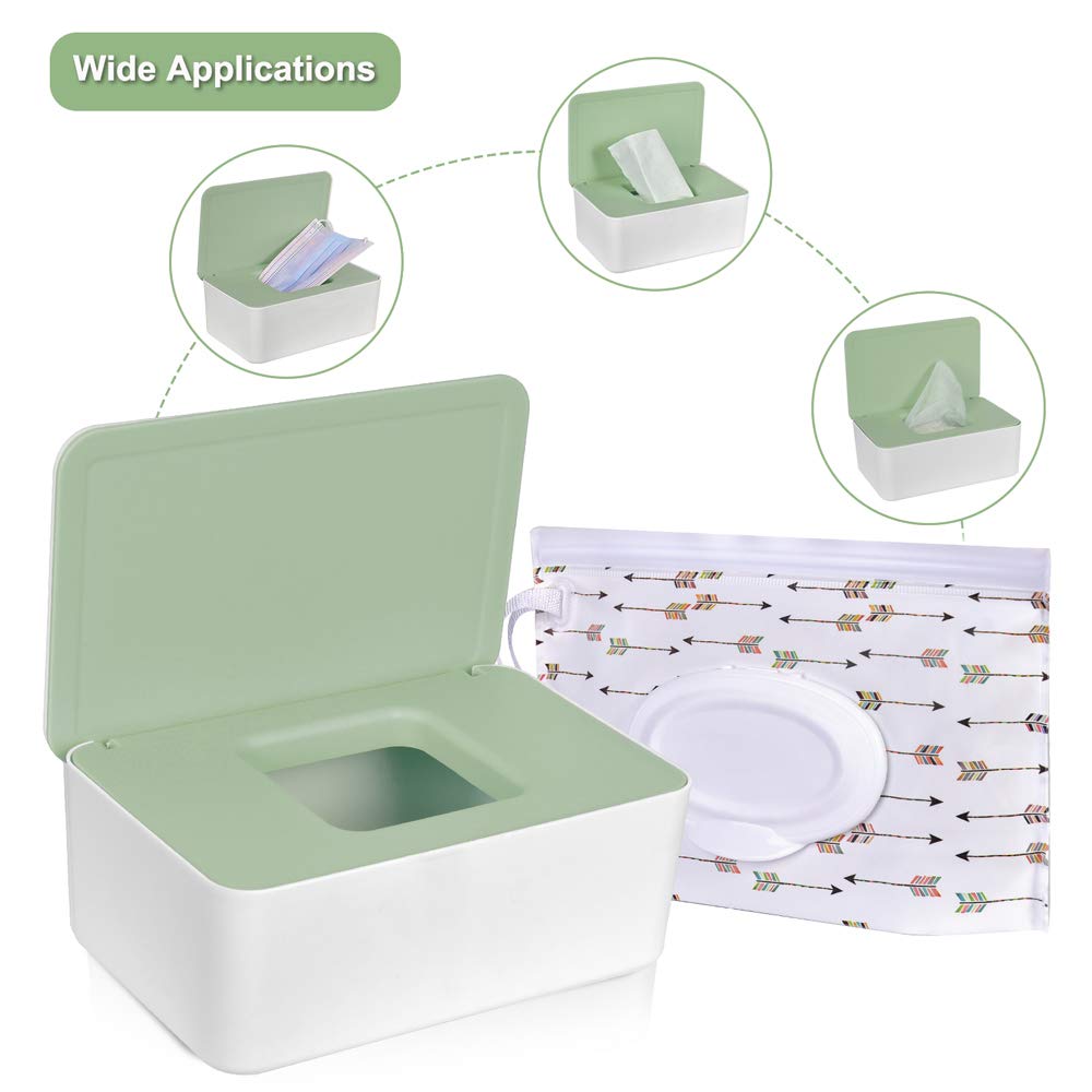 TORASO Tissue Box with Lid Baby Wipes Dispenser Pouch with Lids Baby Wipe Holder Keeps Wipes Fresh S