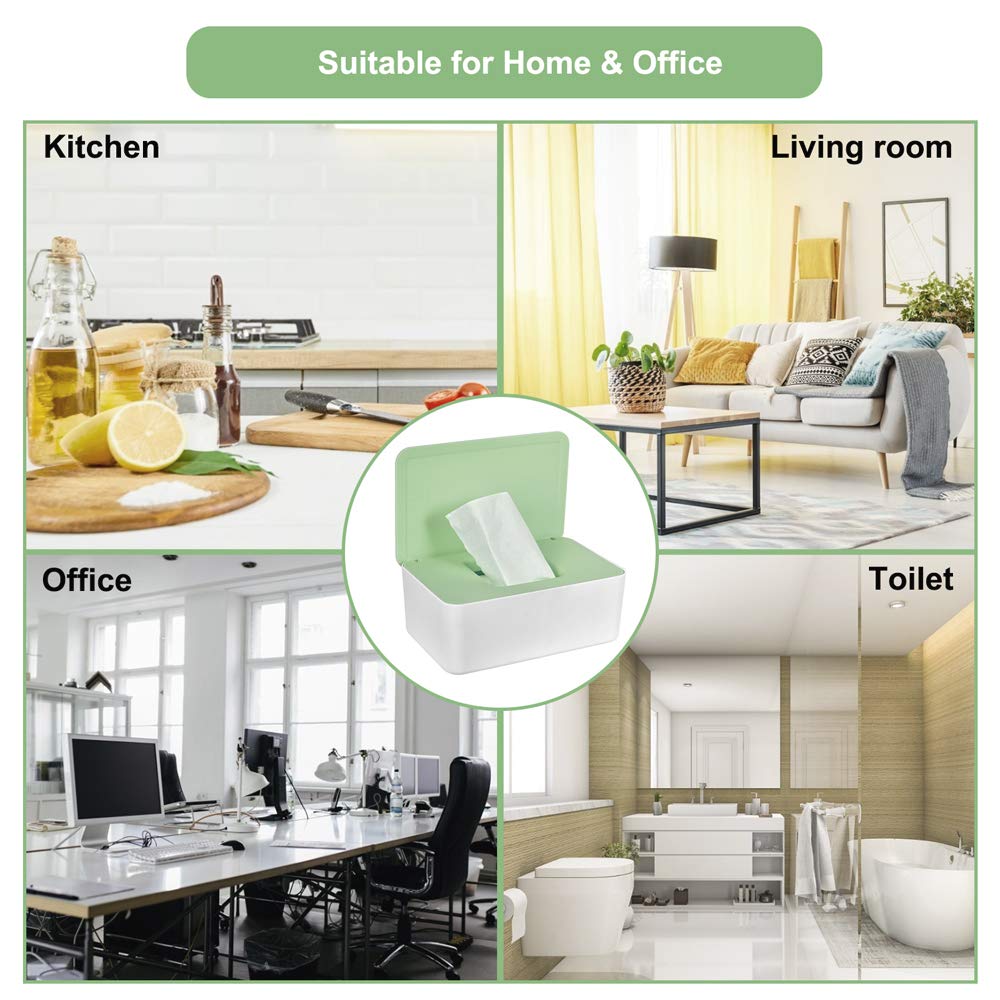 TORASO Tissue Box with Lid Baby Wipes Dispenser Pouch with Lids Baby Wipe Holder Keeps Wipes Fresh S