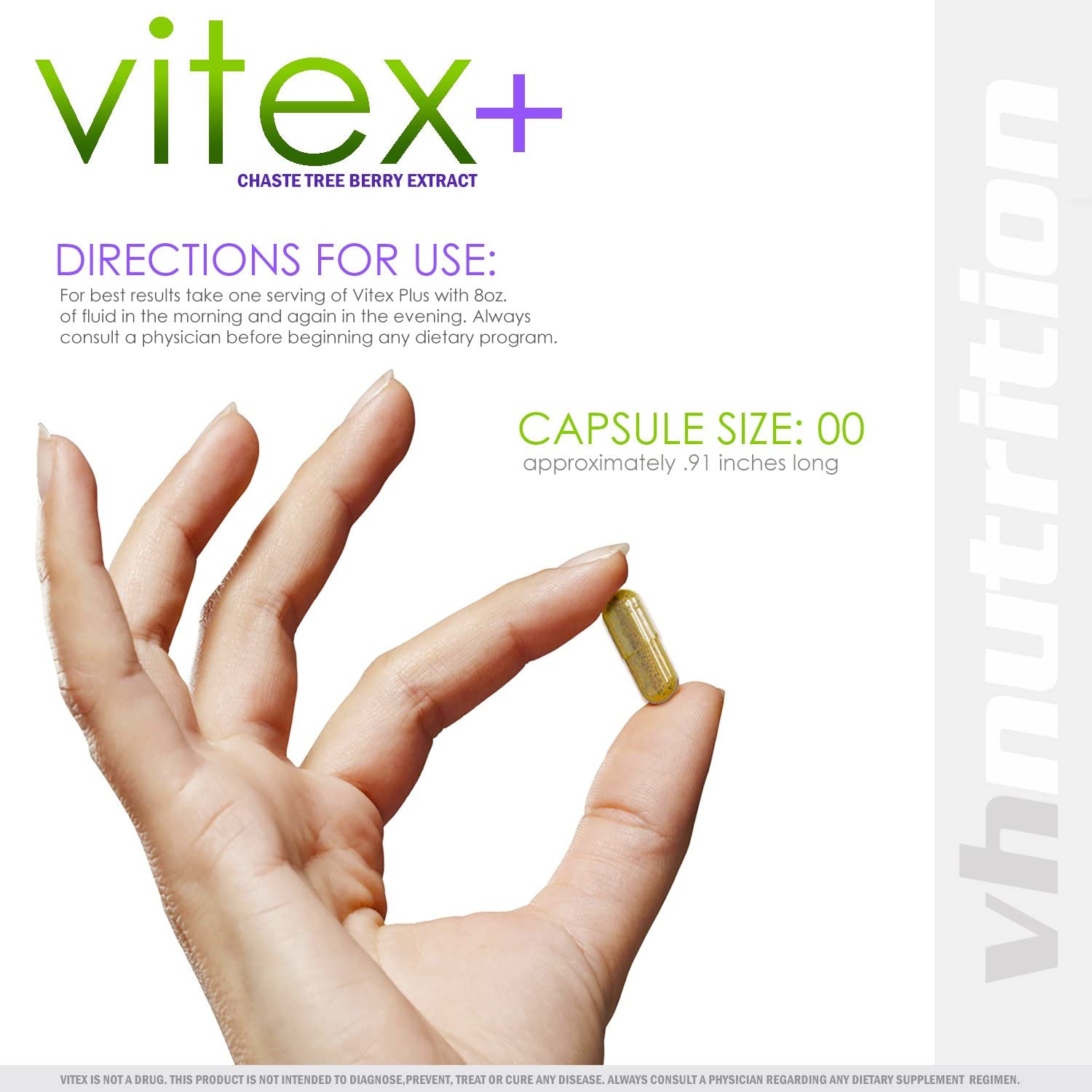 VH Nutrition Vitex+ | 650mg Vitex Chasteberry Supplement for Women - 30 Day Supply - 60 Capsules