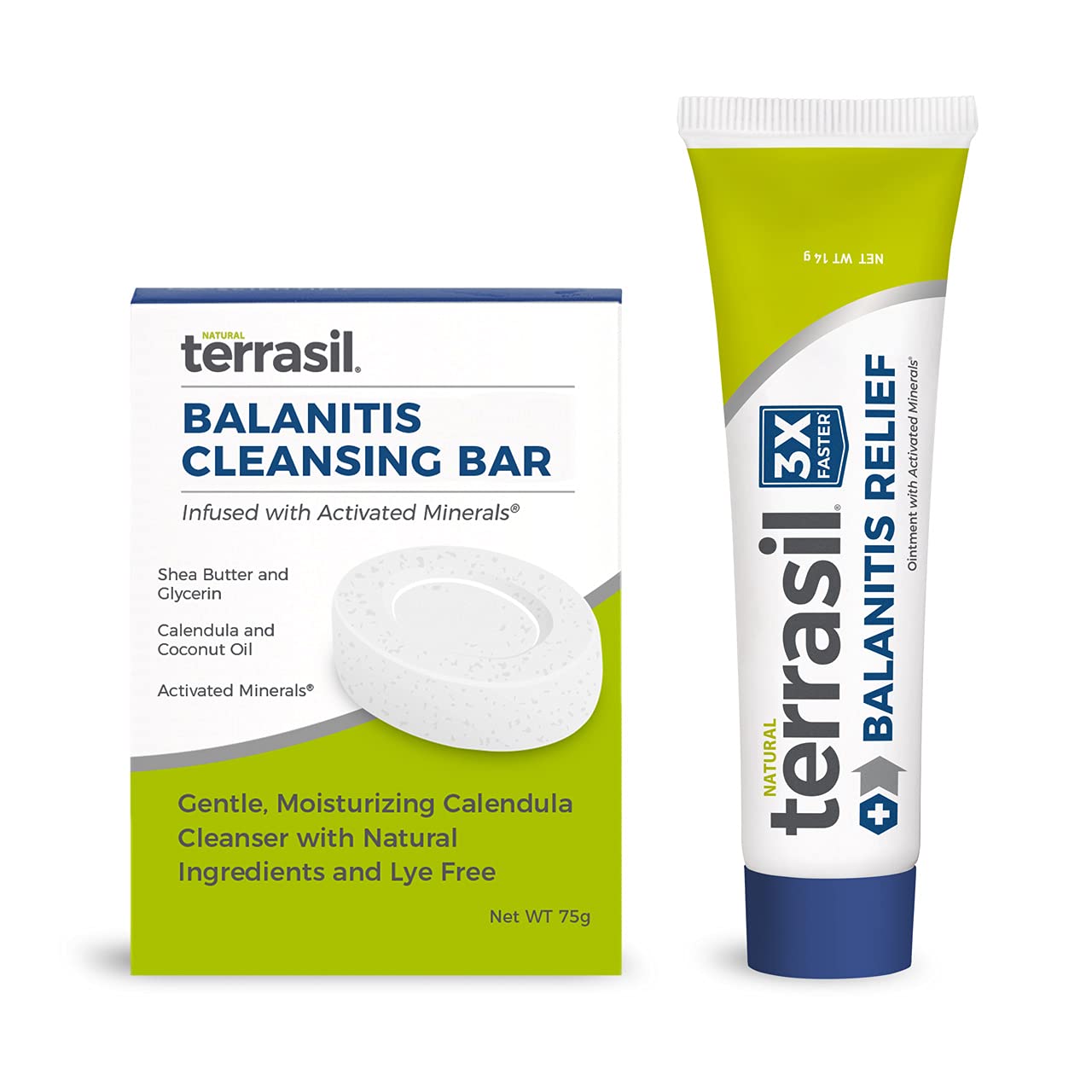 Balanitis Treatment 2-Product Ointment and Cleansing Bar System by Terrasil with All-Natural Activat