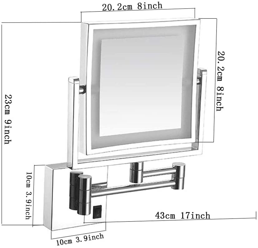 BAOFI Makeup Mirror LED Luminated Wall Mount, 8 Inch Bathroom Shaving Mirror Wall Mounted Square Van