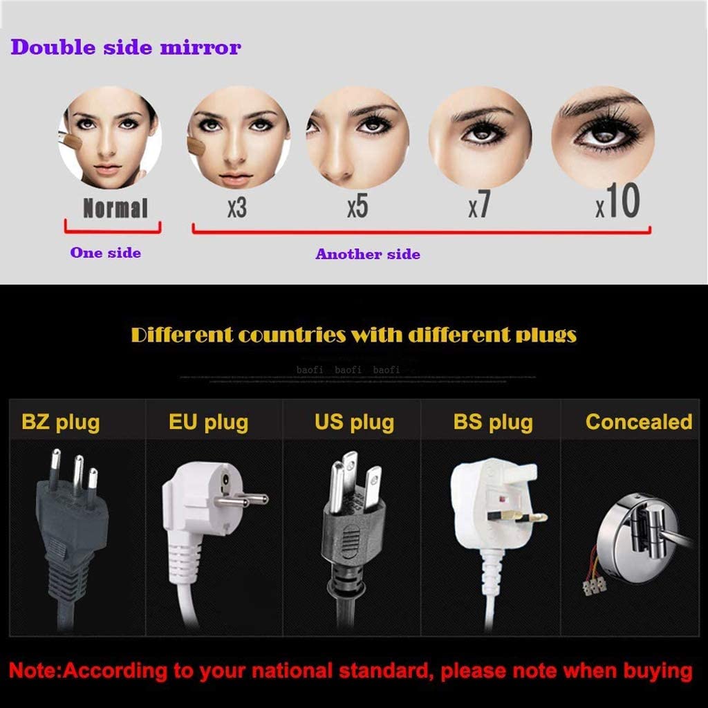 BAOFI Makeup Mirror LED Luminated Wall Mount, 8 Inch Bathroom Shaving Mirror Wall Mounted Square Van