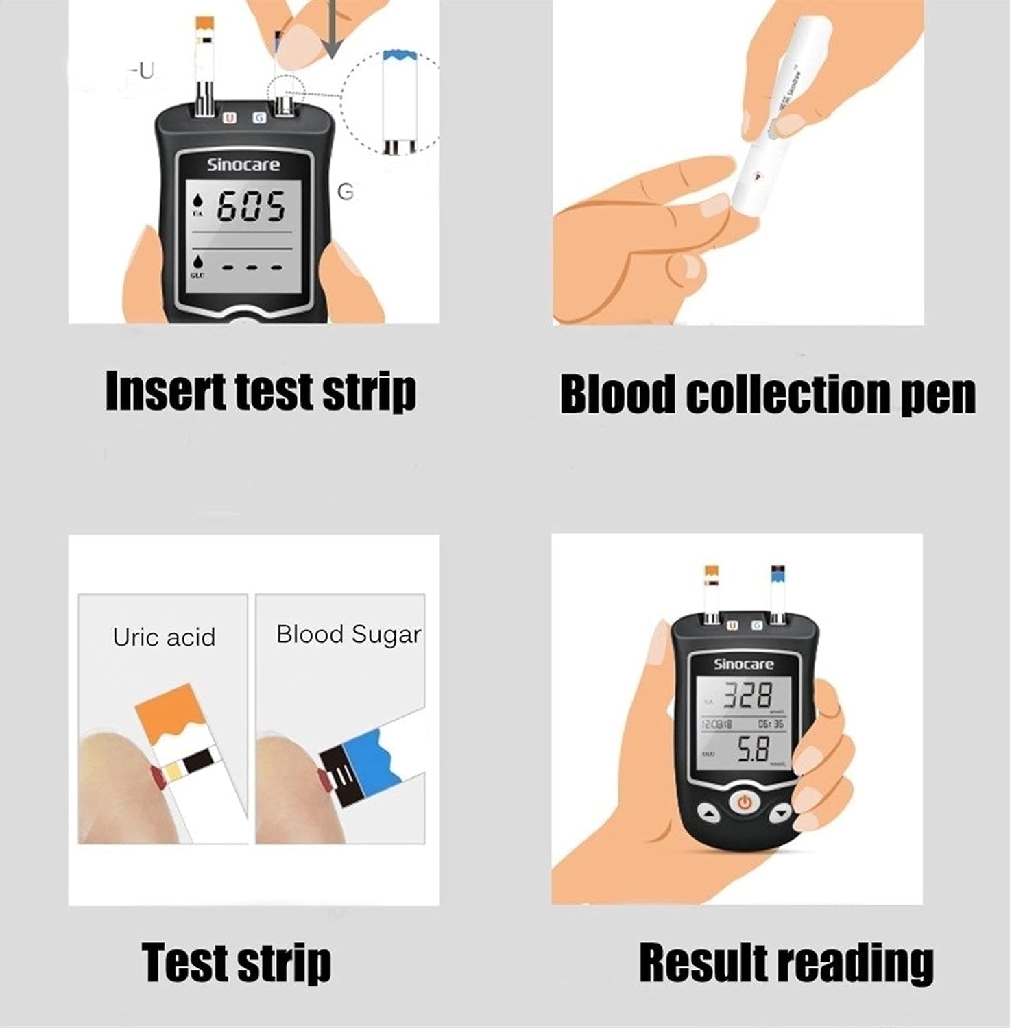 Monitoring Instrument, 3in1 Smart Home Cholesterol Uric Acid Blood Glucose Monitor Ventilation Detec