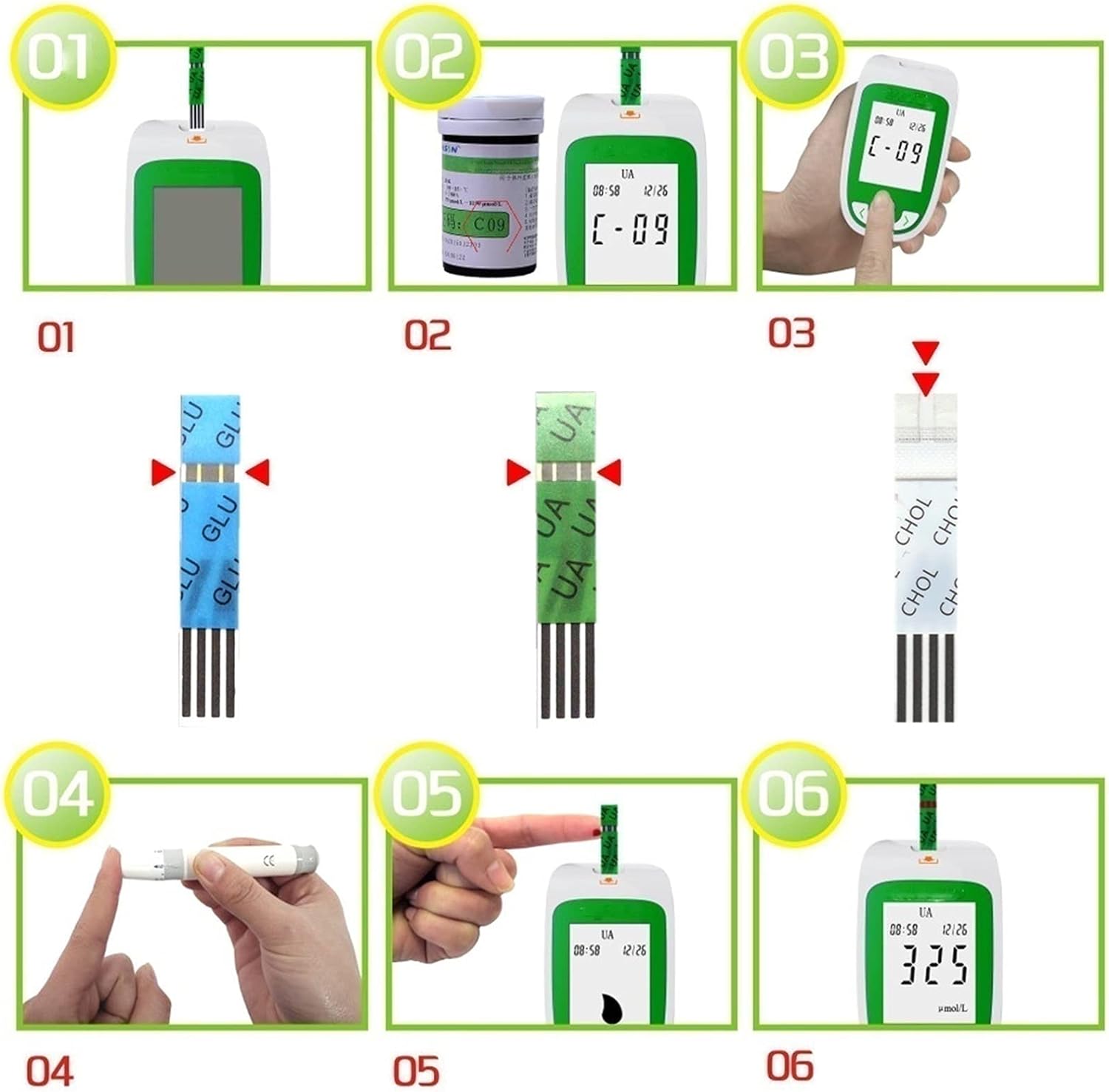 Monitoring Instrument, 3in1 Smart Home Cholesterol Uric Acid Blood Glucose Monitor Ventilation Detec