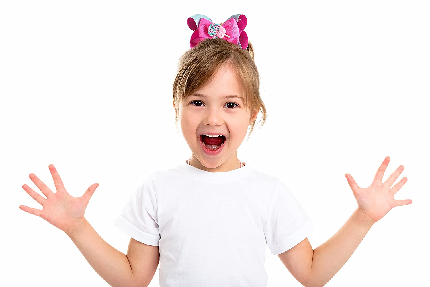 Florenzza Hair Bows (5 Inches, Pink/Light Green) Hair Clips, Hair bows for Girls, Bows for Girls, Ha