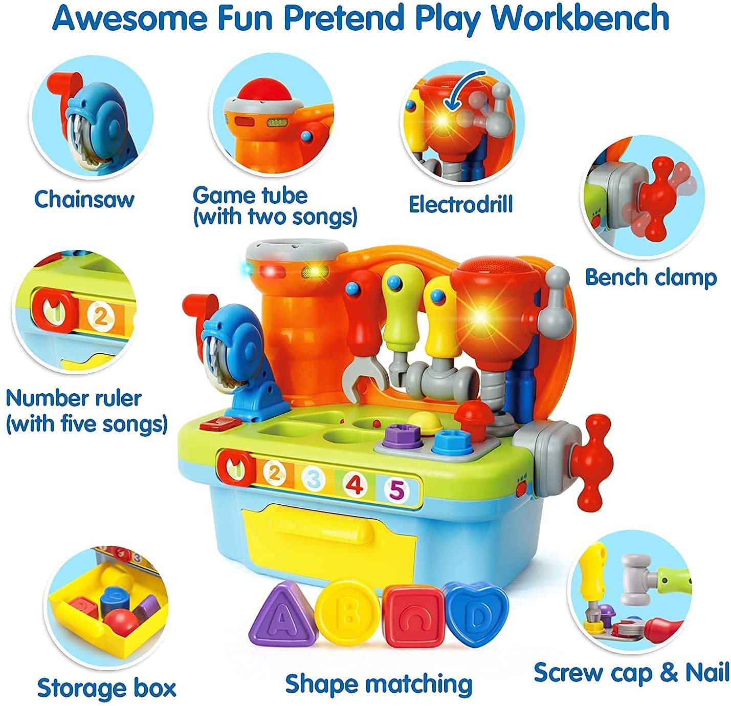 Little Engineer Multifunctional Kids Musical Learning Tool Workbench - Educational Learning Toy Shap