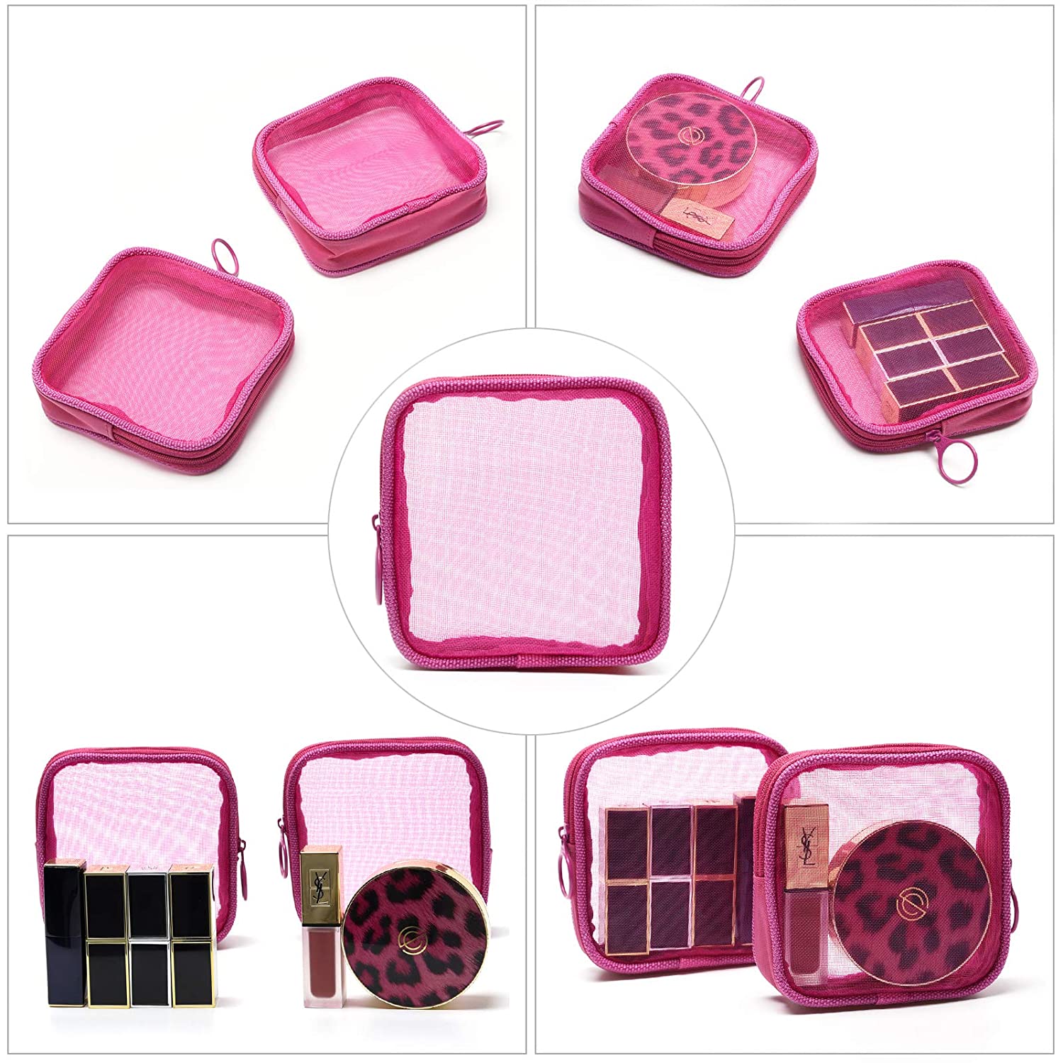 Patu Mesh Travel Toiletry Bag, Transparent Standing Pouch, Portable Shaving Washing Kits Organizer,