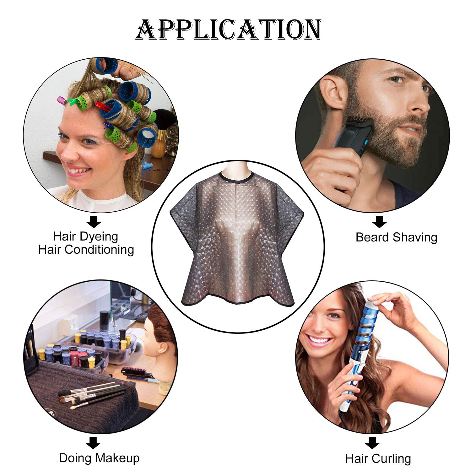 Noverlife Waterproof Chemical Resistant Short Barber Cape, Hair Conditioning Hot Oil Shawl Cloth for