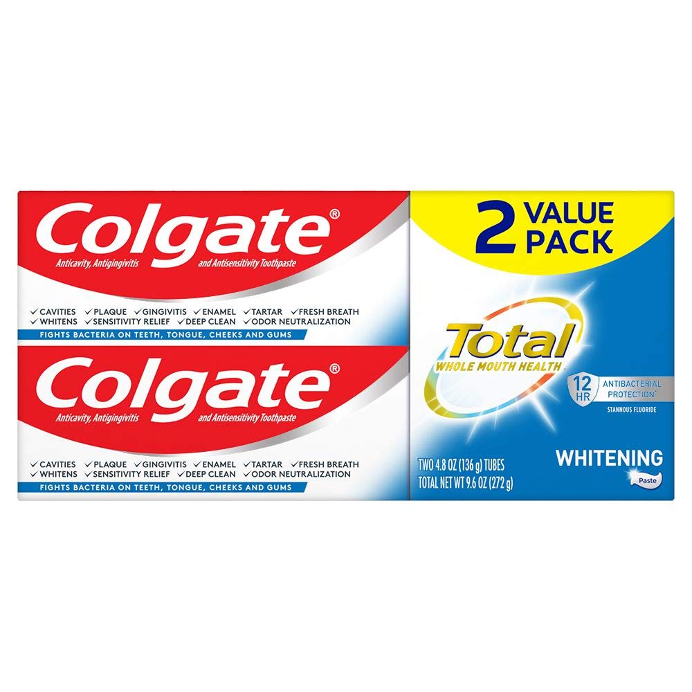 Colgate Total Whitening Toothpaste with Stannous Fluoride and Zinc, Sensitivity Relief and Cavity Pr