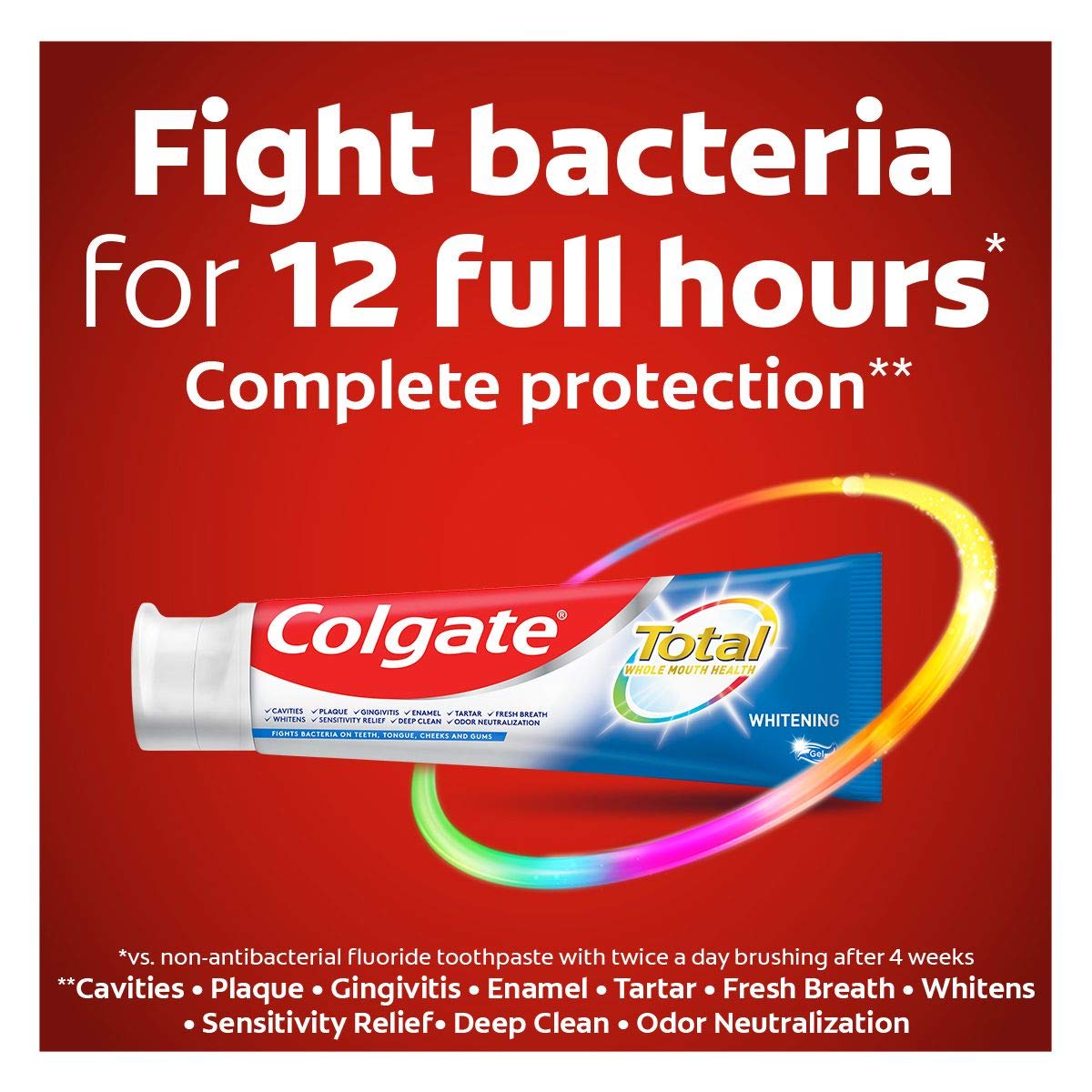 Colgate Total Whitening Toothpaste with Stannous Fluoride and Zinc, Sensitivity Relief and Cavity Pr