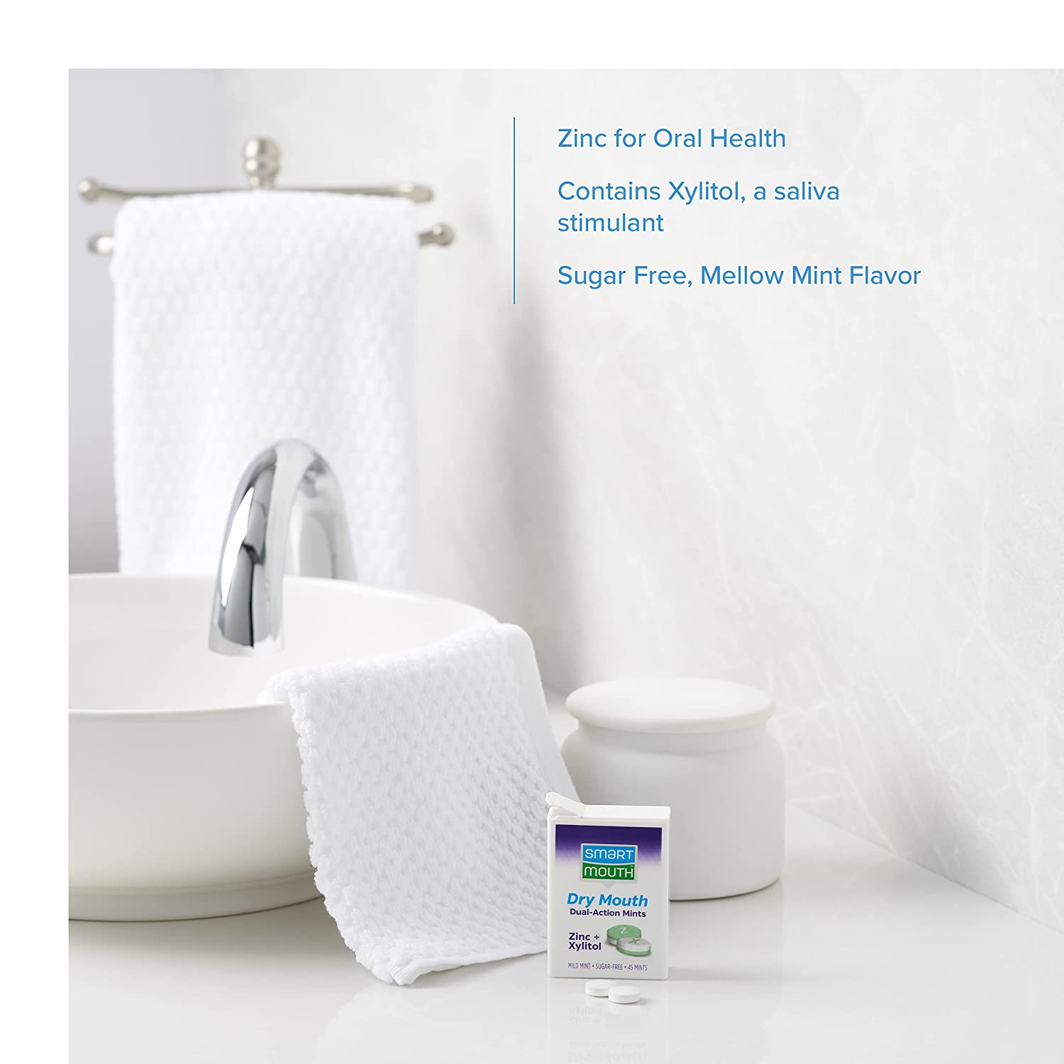 SmartMouth Dry Mouth DualAction Relief Mints, Breath Freshener, Sugar