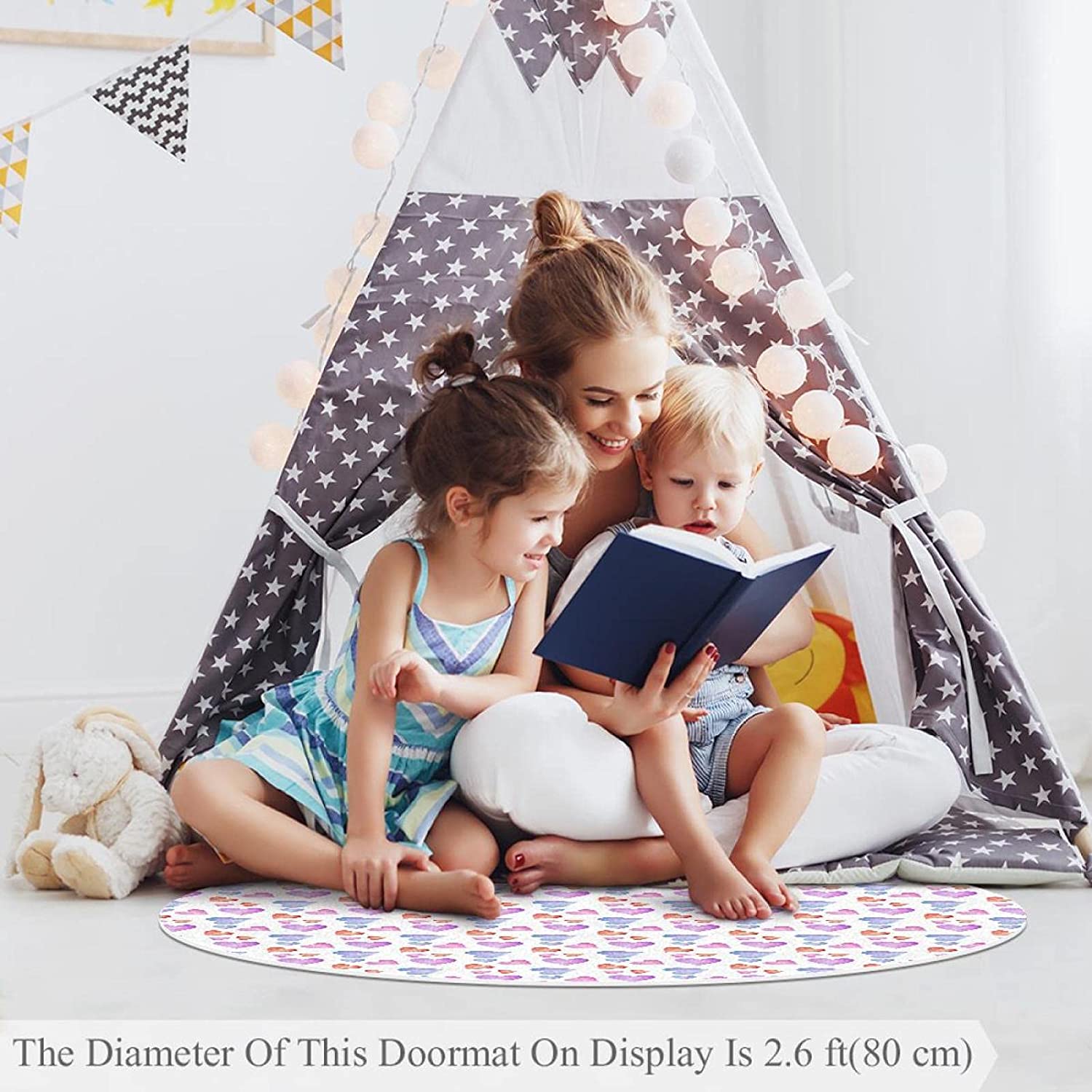 Round Mats for Floor Anti Slip Mat Suit for Living Room Bedroom Kitchen Bathroom 31.5 Inch Diameter 