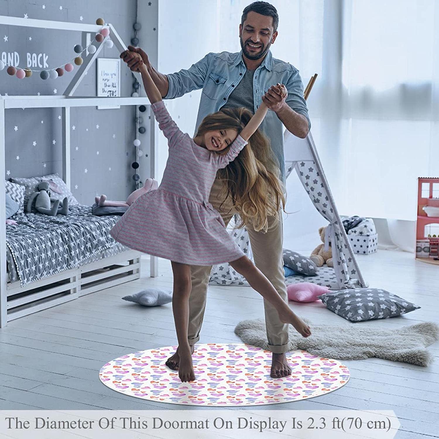 Round Mats for Floor Anti Slip Mat Suit for Living Room Bedroom Kitchen Bathroom 31.5 Inch Diameter 