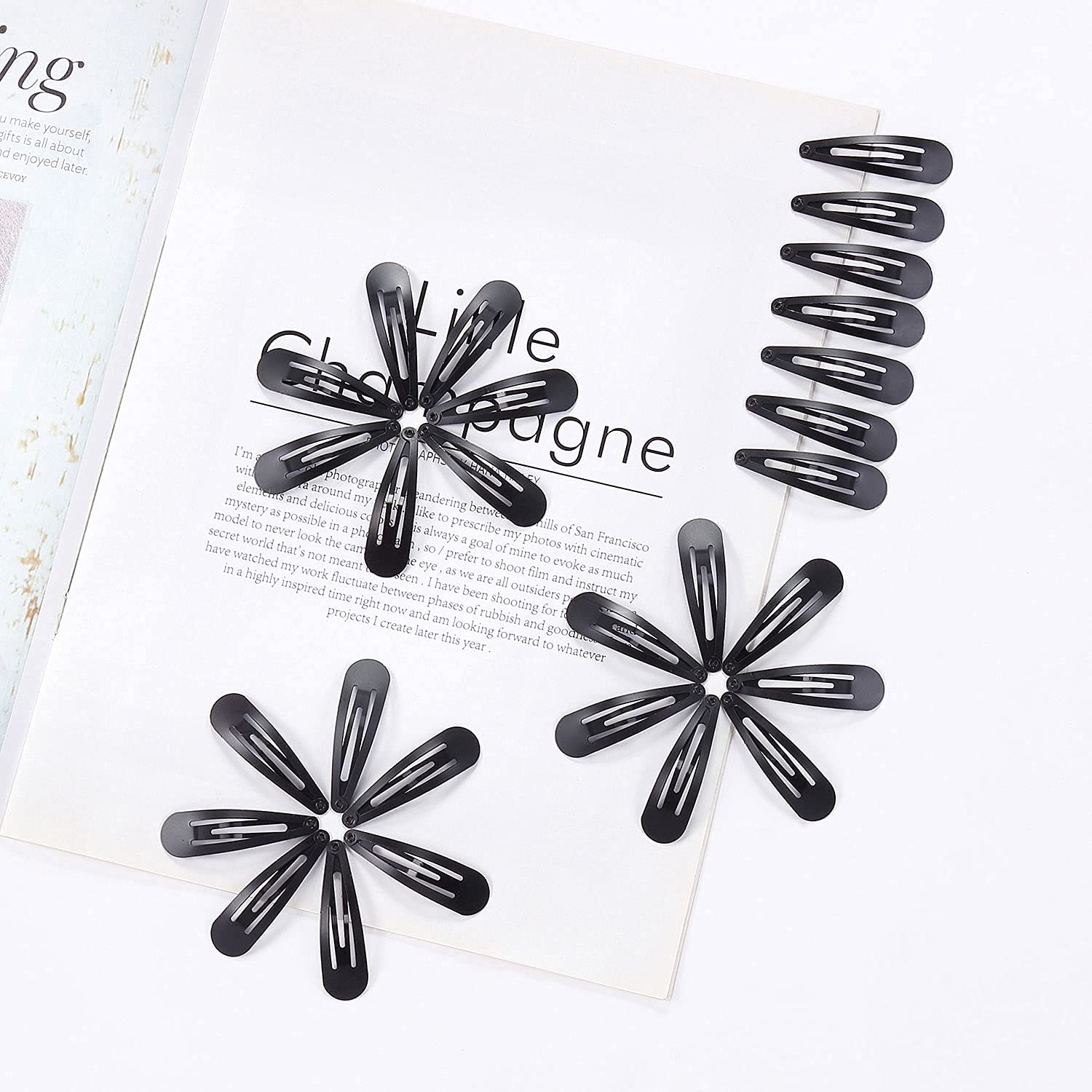 100 Pack Bulk 2 Inch 5 CM Black Snap Metal Hair Clips Barrettes Hairpins Clips Thin Fine Bang Hair H