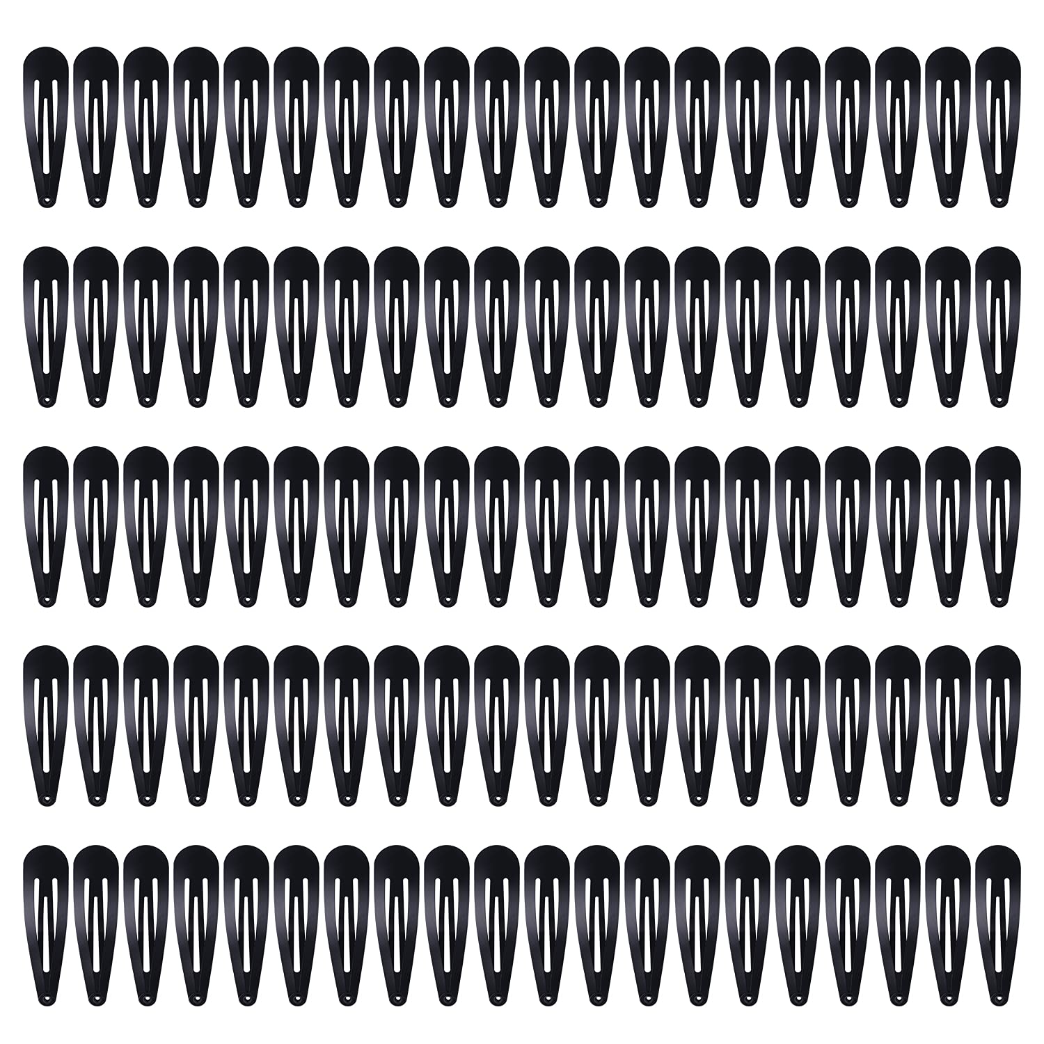 100 Pack Bulk 2 Inch 5 CM Black Snap Metal Hair Clips Barrettes Hairpins Clips Thin Fine Bang Hair H