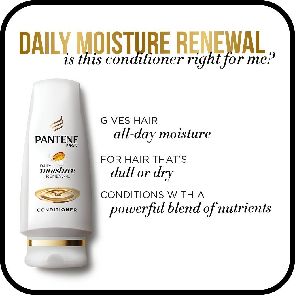 Pantene, Sulfate Free Conditioner, Pro-V Daily Moisture Renewal for Dry Hair, 24 Fl Oz (Pack of 2),