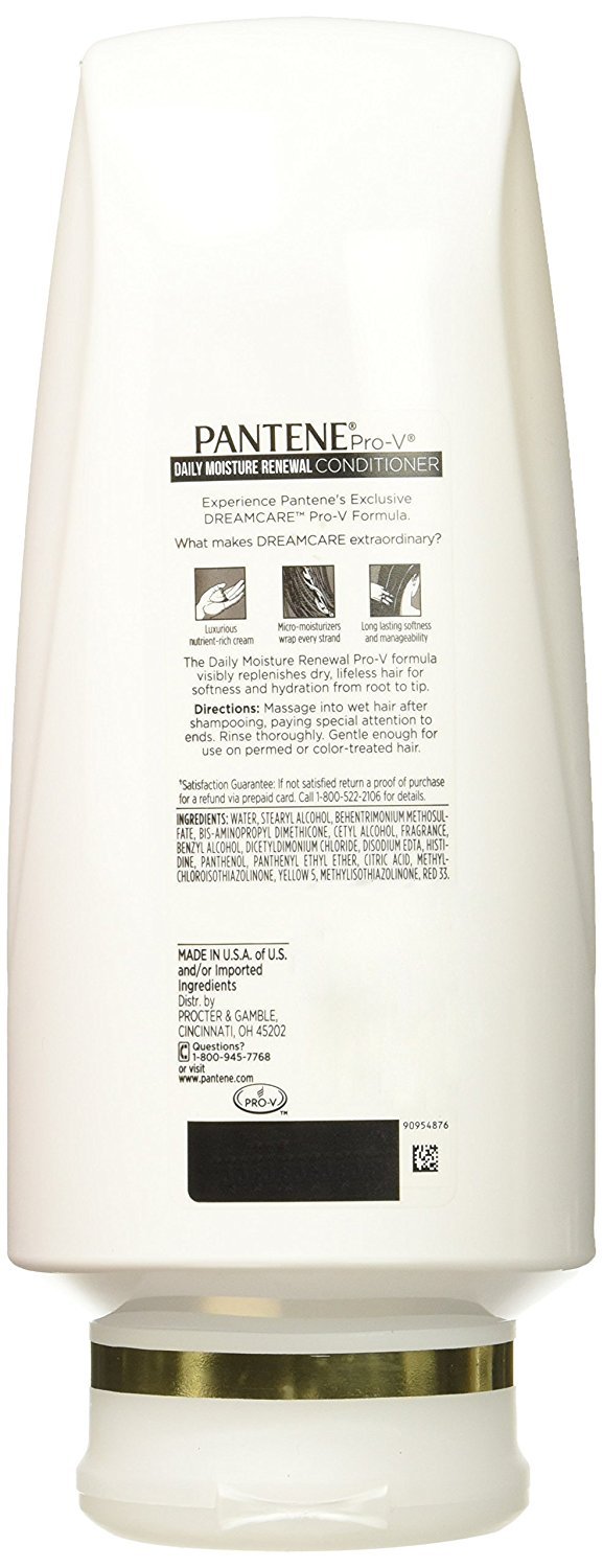Pantene, Sulfate Free Conditioner, Pro-V Daily Moisture Renewal for Dry Hair, 24 Fl Oz (Pack of 2),