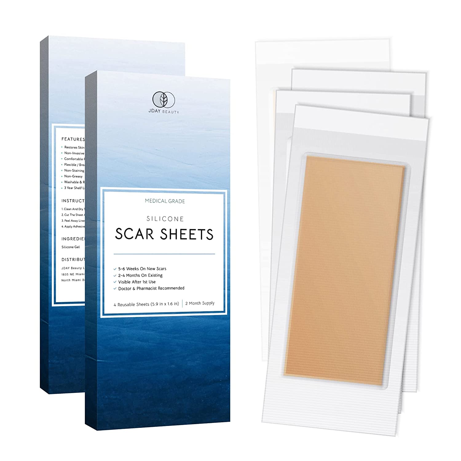 Silicone Scar Removal Sheets - Breathable Reusable & Waterproof Keloid Scar Removal Patches Caused b