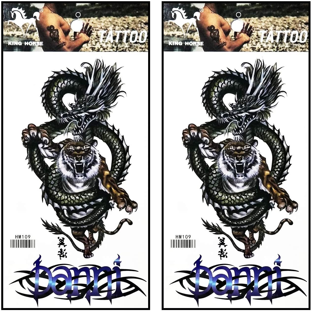 Tattoos 2 Sheets Tiger Dragon Waterproof Temporary Tattoos Festival Flash Fake Tattoo Body Art Stick