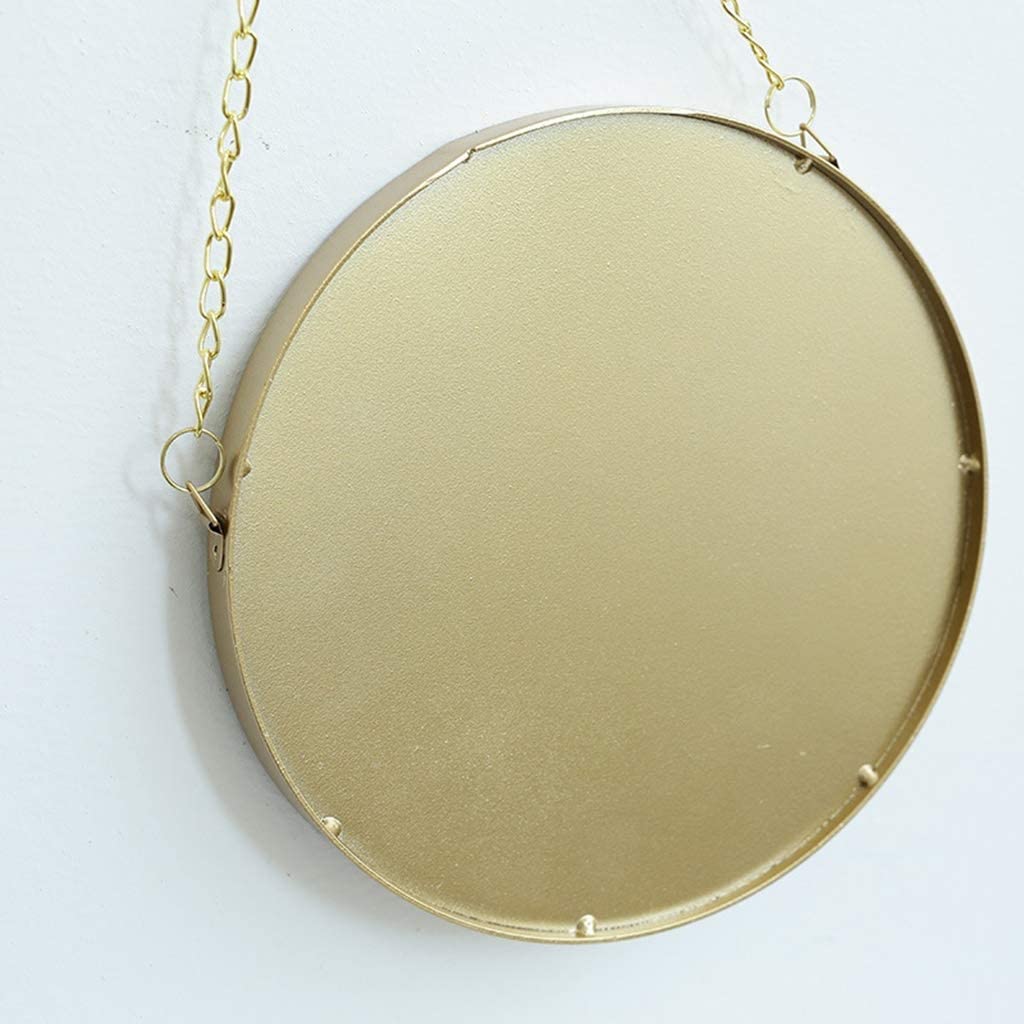 HLL Mirrors,Vanity Mirror Metal Makeup Mirror, Small Golden Home Wall-Mounted Mirror Nordic Style Be