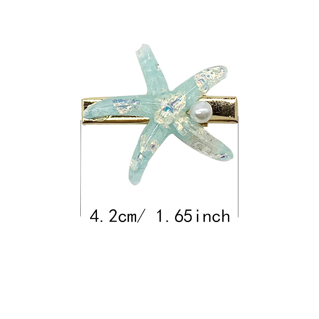 5 PCS Shell Pearl Starfish Hair Clips, Resin Alligator Hair Clips Shell Starfish Hair Barrette Hair