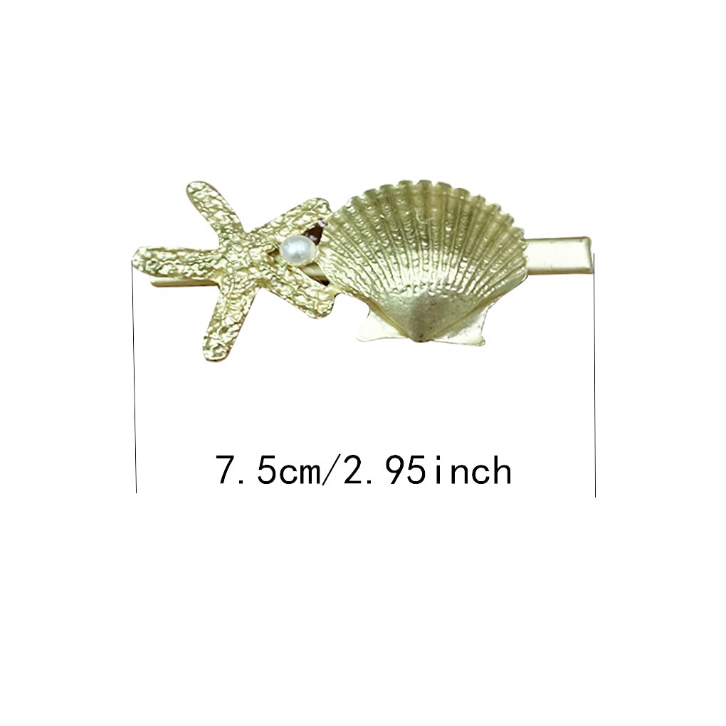 5 PCS Shell Pearl Starfish Hair Clips, Resin Alligator Hair Clips Shell Starfish Hair Barrette Hair