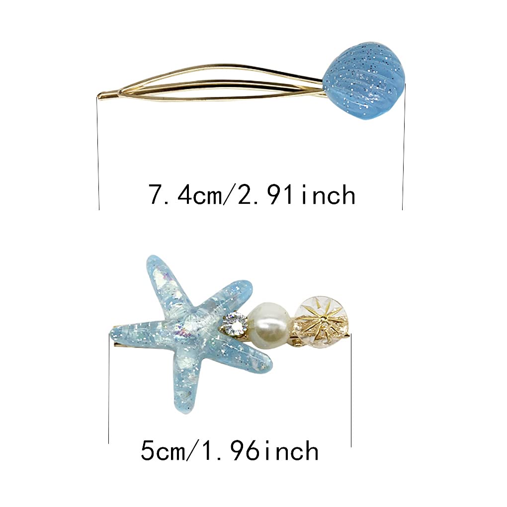 5 PCS Shell Pearl Starfish Hair Clips, Resin Alligator Hair Clips Shell Starfish Hair Barrette Hair