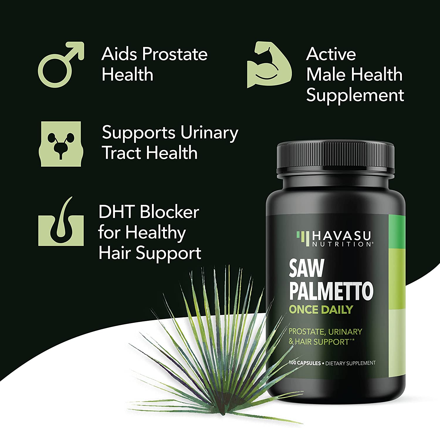 Saw Palmetto Prostate Supplements for Men as Potent DHT Blocker for Hair Growth and Beta Blocker to