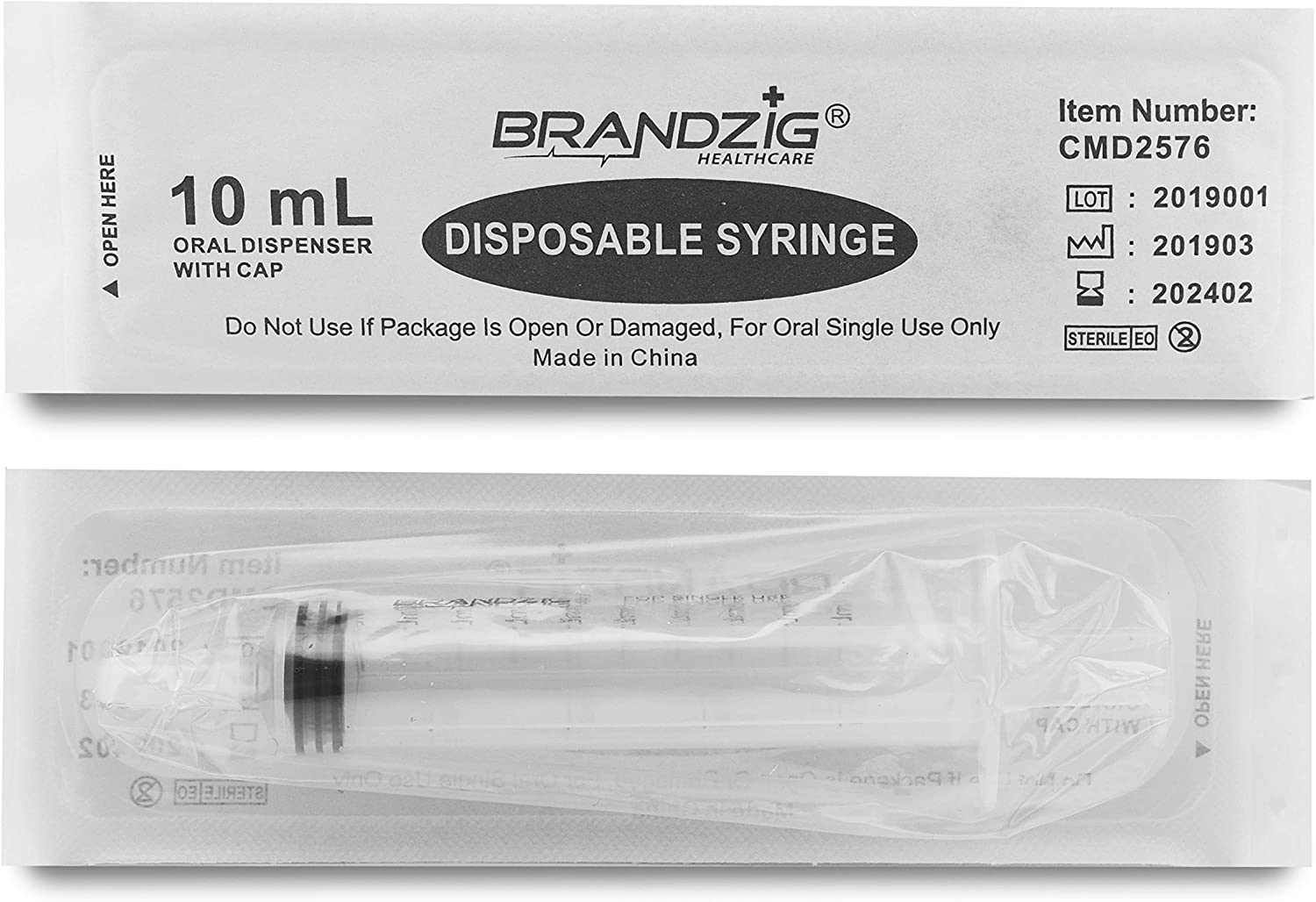10ml Oral Syringe With Cap (100 Pack) | Oral Dispenser Without Needle, Luer Slip Tip | Individually 