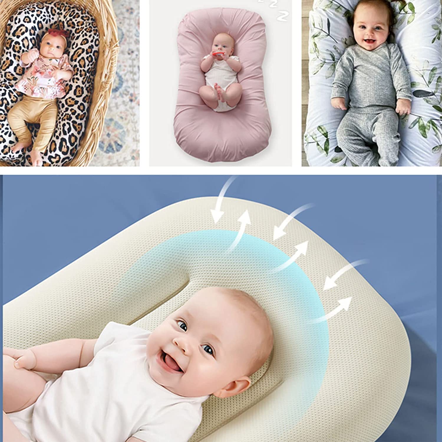 Infant Lounger for Baby, Newborn Essentials Sleeper for 0-8 Months Baby,360°Surrounding,Breathable