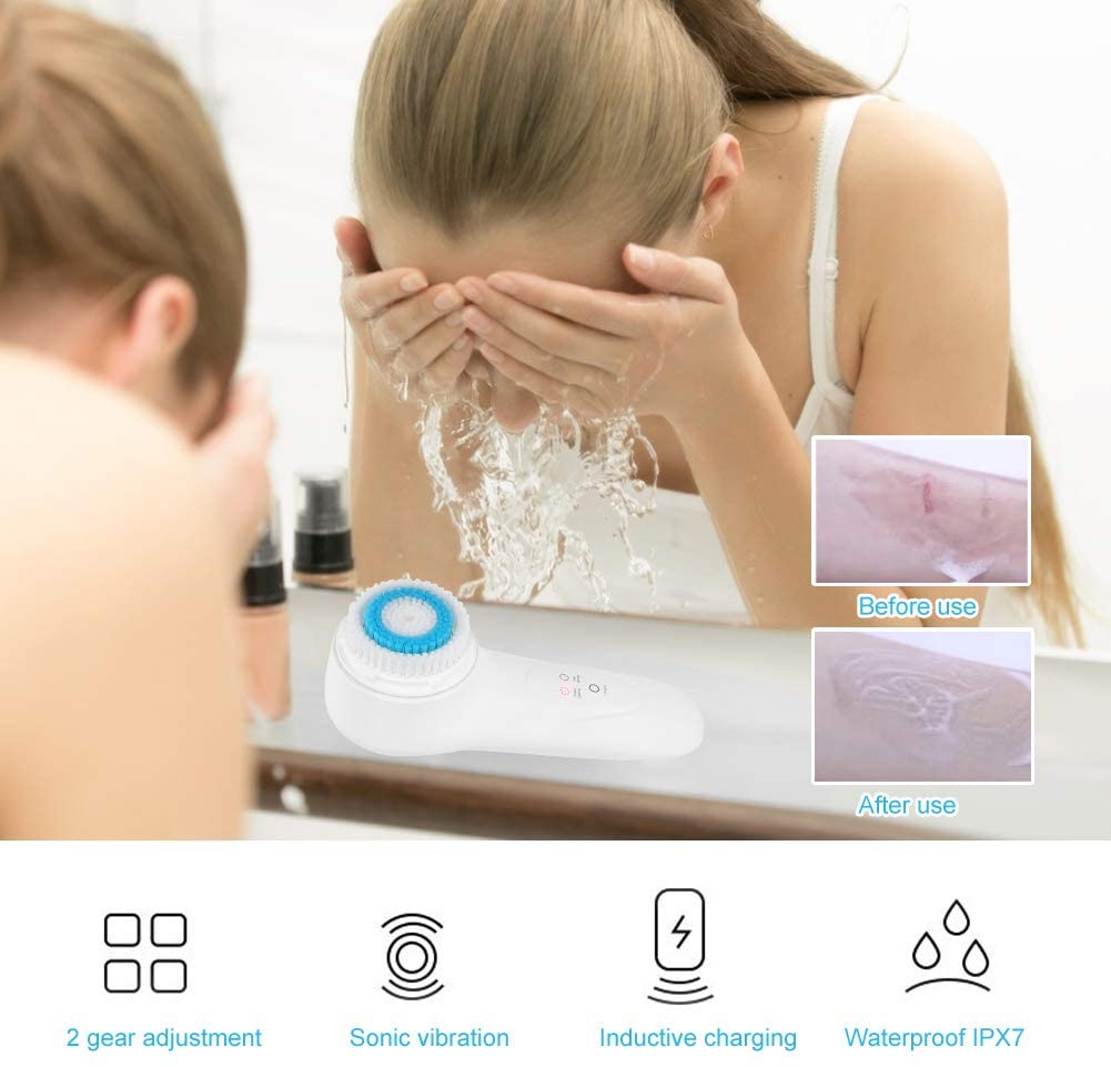 Vbestlife Electric Facial Cleansing Brush, Wireless Induction Charging Convenient Facial Cleansing I