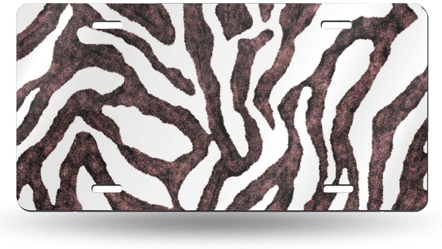 Zebra Skin Nature Animal Print Brown White License Plate Frame Aluminum Metal Covers,Metal Novelty C