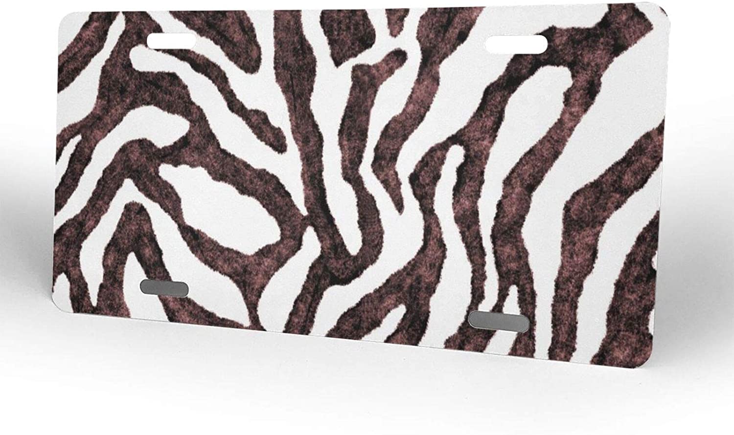Zebra Skin Nature Animal Print Brown White License Plate Frame Aluminum Metal Covers,Metal Novelty C