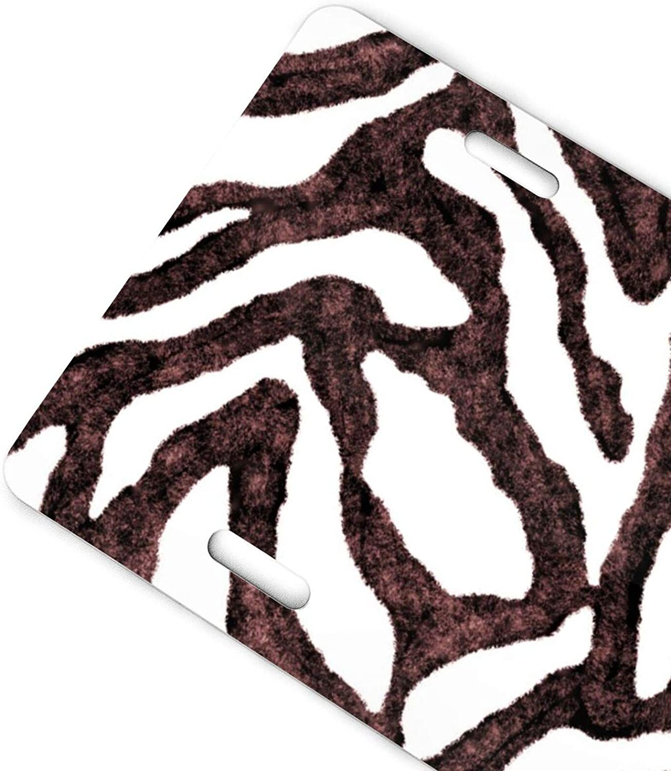 Zebra Skin Nature Animal Print Brown White License Plate Frame Aluminum Metal Covers,Metal Novelty C